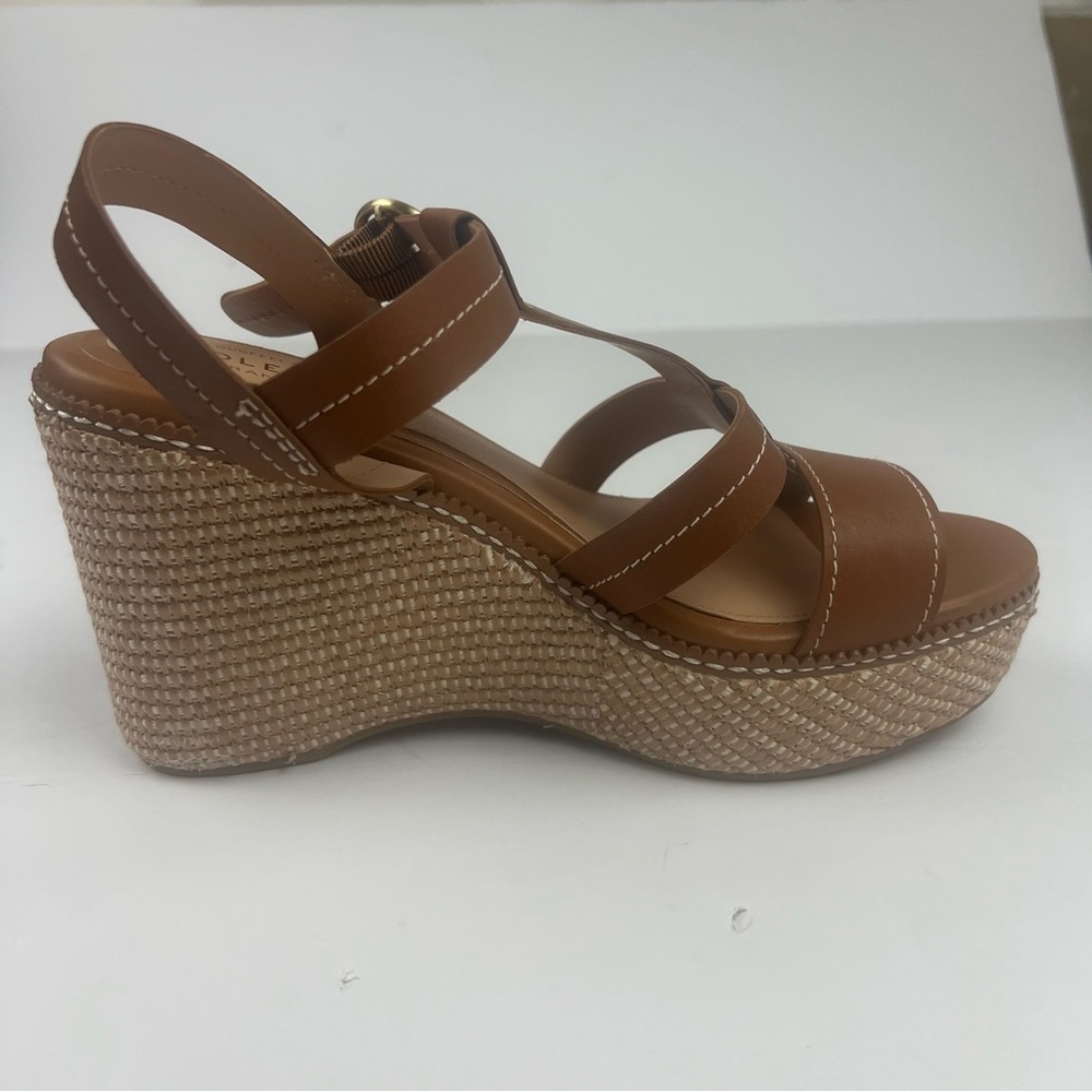Cole Haan Cloud All Day W23475 Sandals Womens 8B Honey Leather Wedge Heel A22
